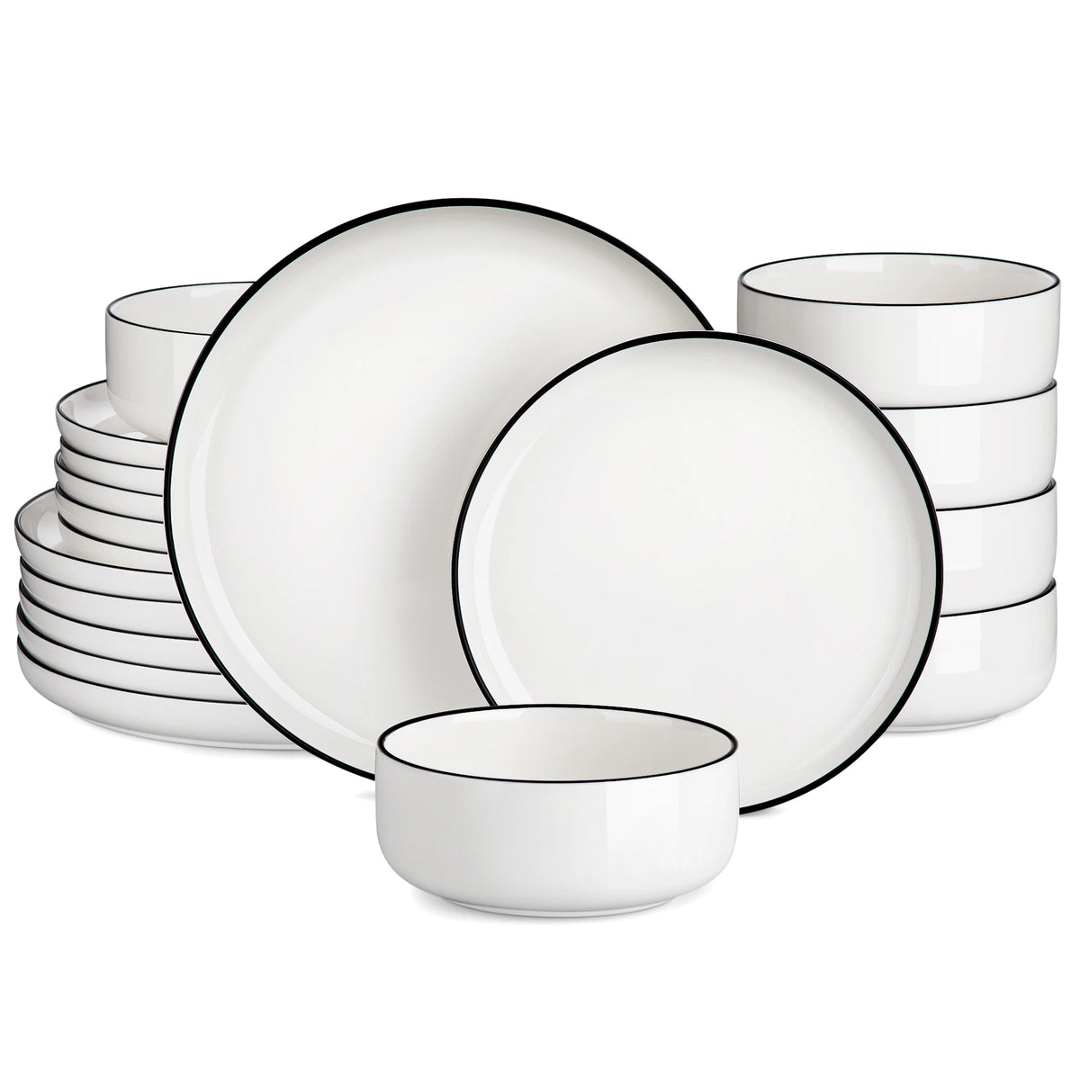 Malacasa Luna Series Ceramic Dinnerware Set With Plates And Bowls