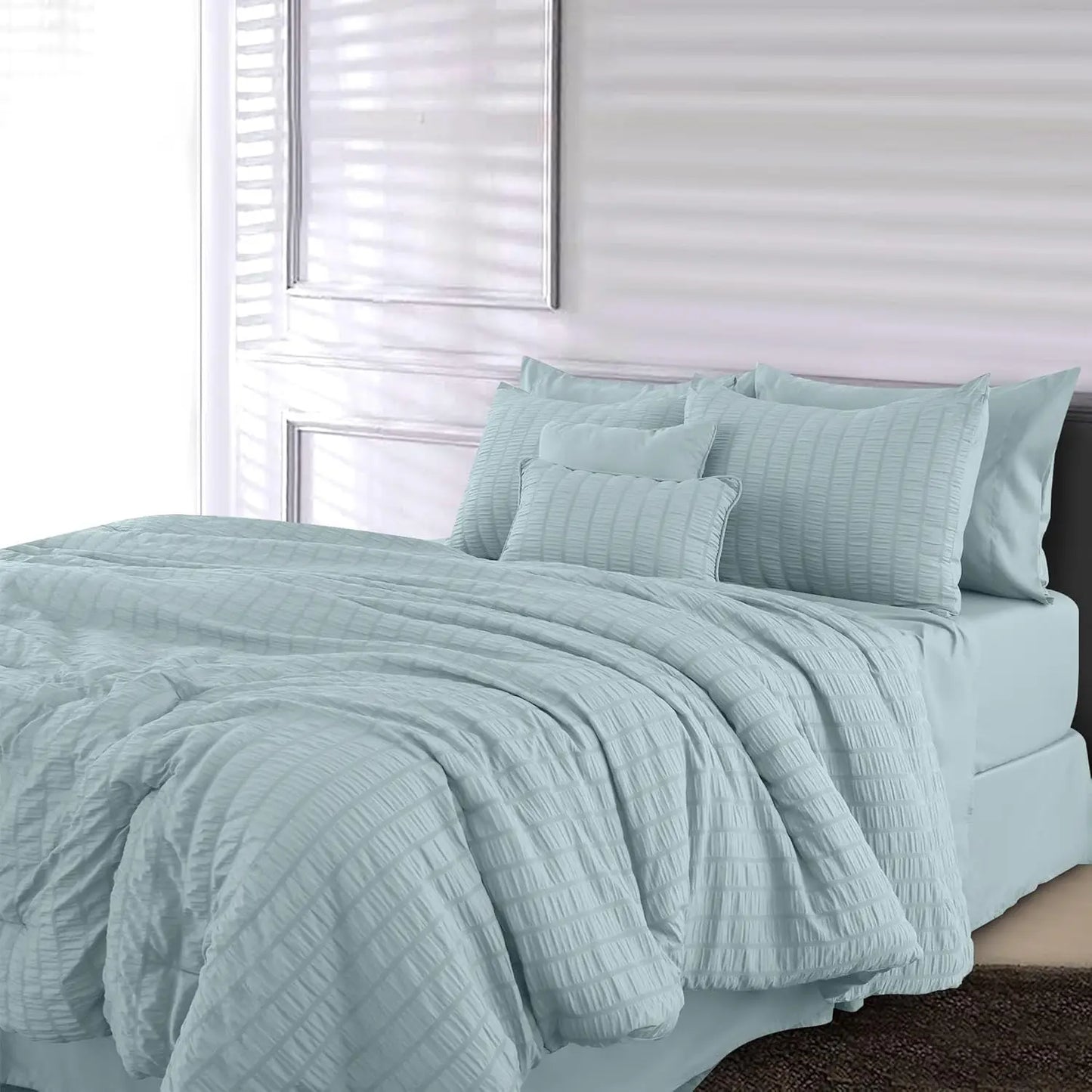 LDC Lux Decor Collection Seersucker Comforter Set Bed In Bag