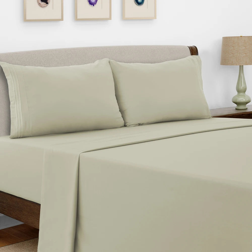 LDC Lux Decor Collection Microfiber Sheet Set 4 Piece Embroidered