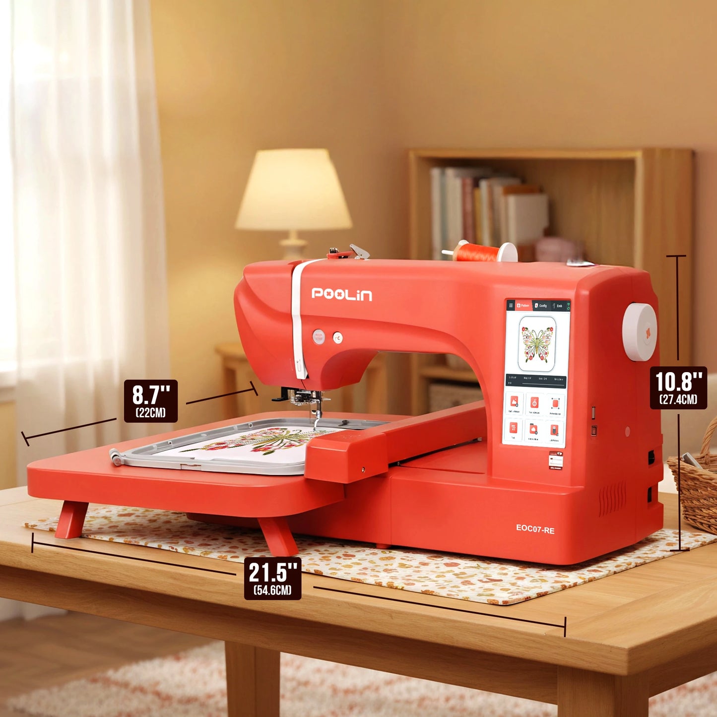Poolin EOC07RE Embroidery Machine With Starter Supplies Included
