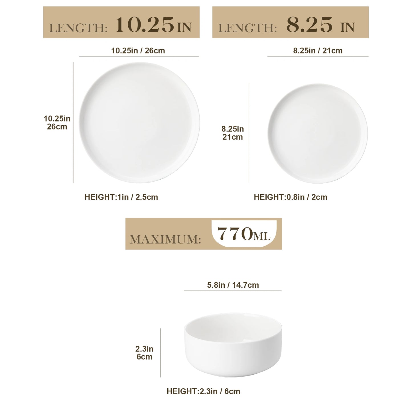 Malacasa Luna Series Ceramic Dinnerware Set With Plates And Bowls