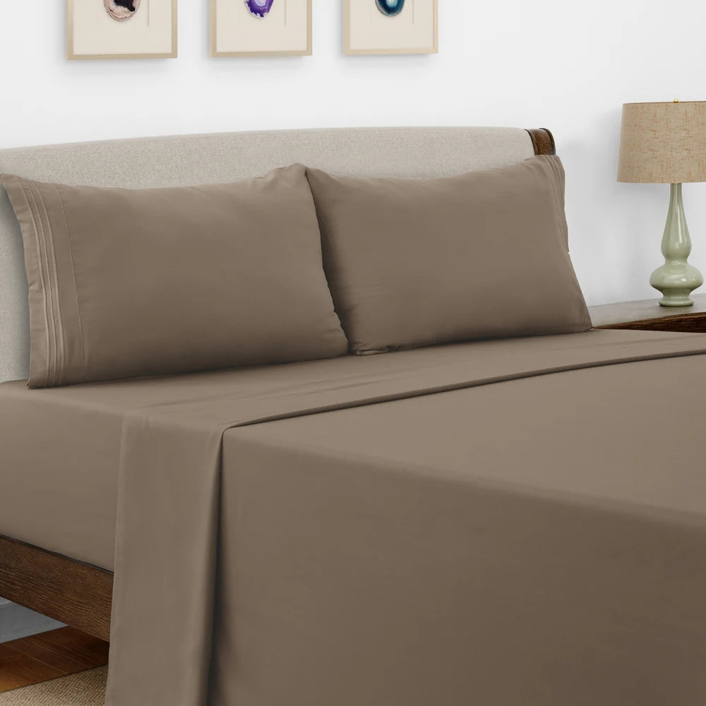 LDC Lux Decor Collection Microfiber Sheet Set 4 Piece Embroidered