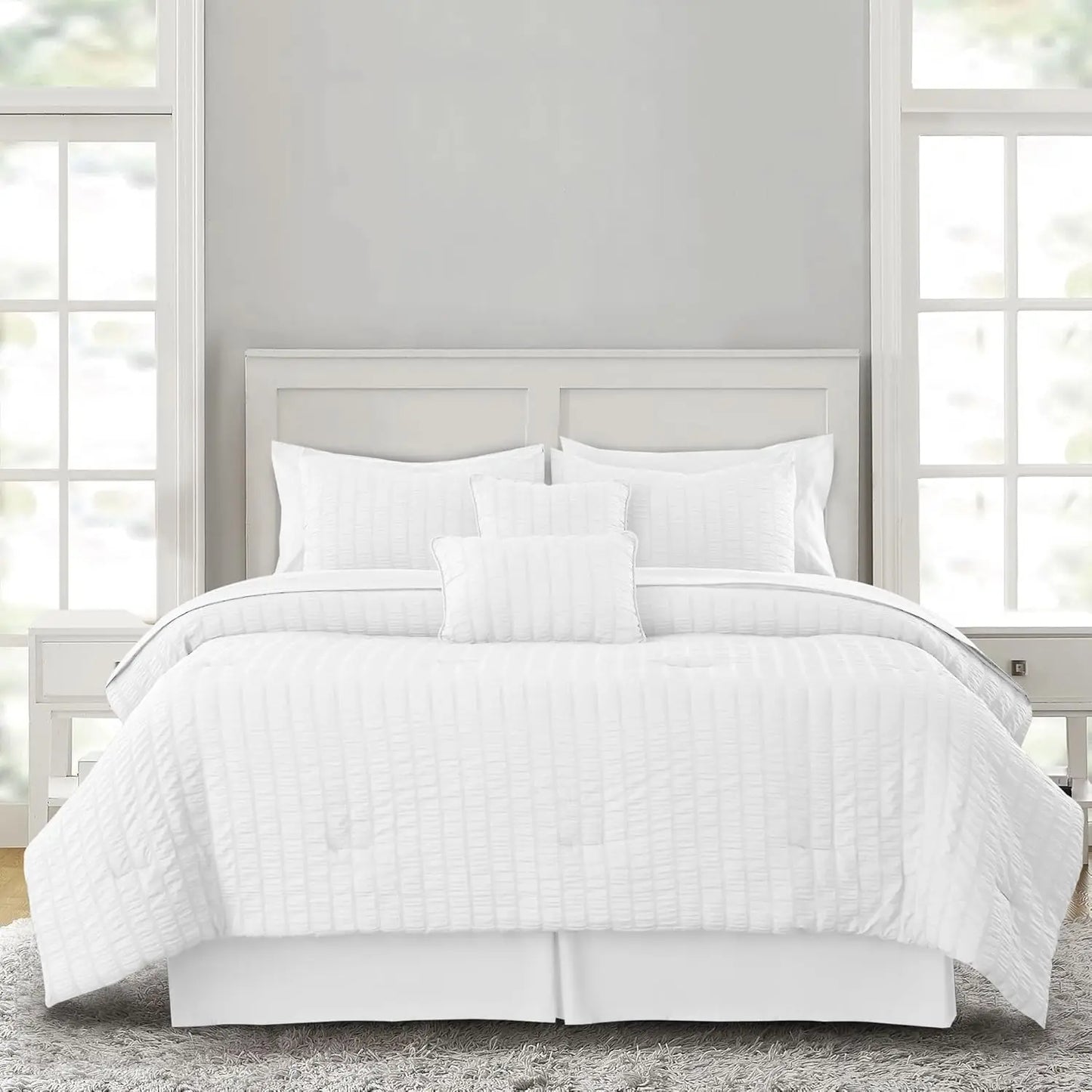 LDC Lux Decor Collection Seersucker Comforter Set Bed In Bag