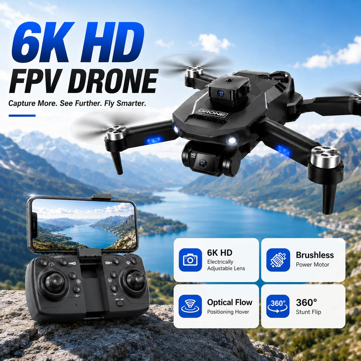 ZNLYRION F196 Brushless Drone With 4K Dual Camera FPV Quadcopter