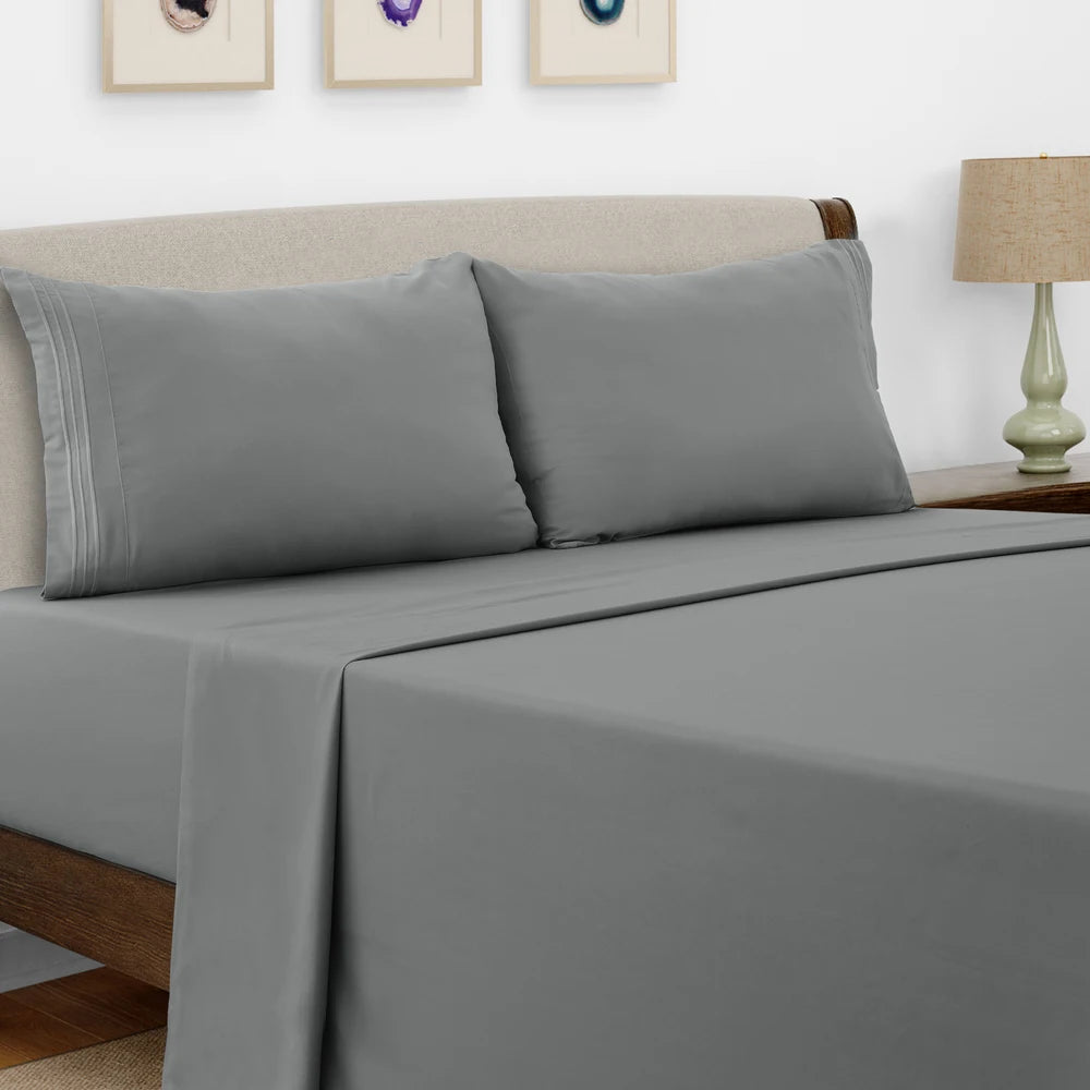 LDC Lux Decor Collection Microfiber Sheet Set 4 Piece Embroidered