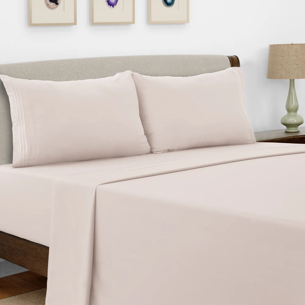 LDC Lux Decor Collection Microfiber Sheet Set 4 Piece Embroidered