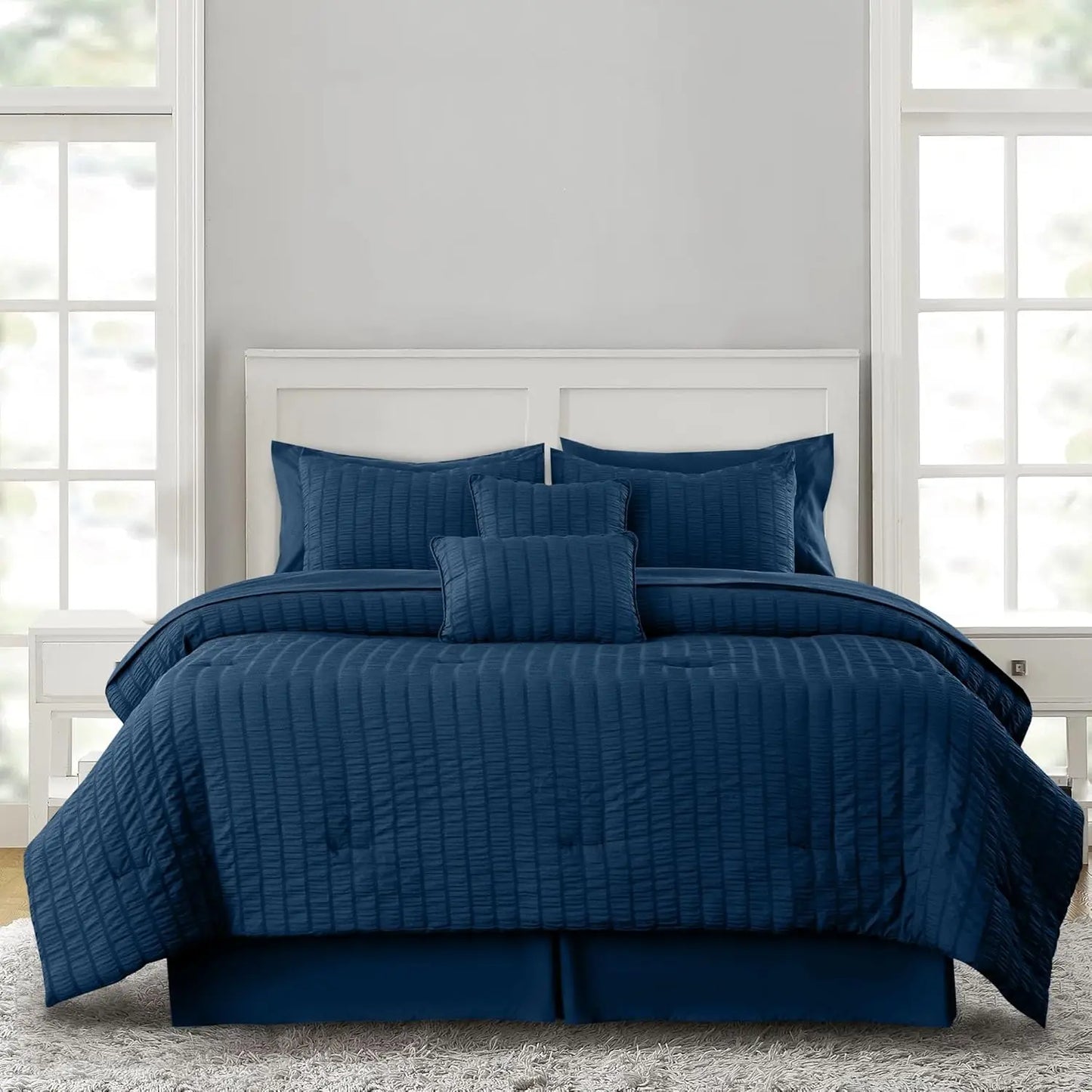 LDC Lux Decor Collection Seersucker Comforter Set Bed In Bag