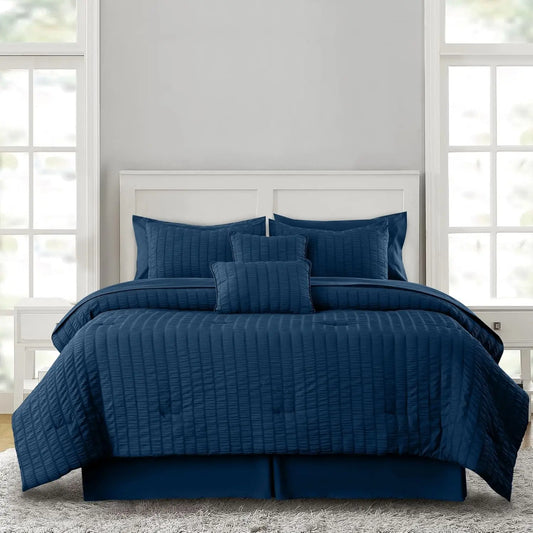 LDC Lux Decor Collection Seersucker Comforter Set Bed In Bag