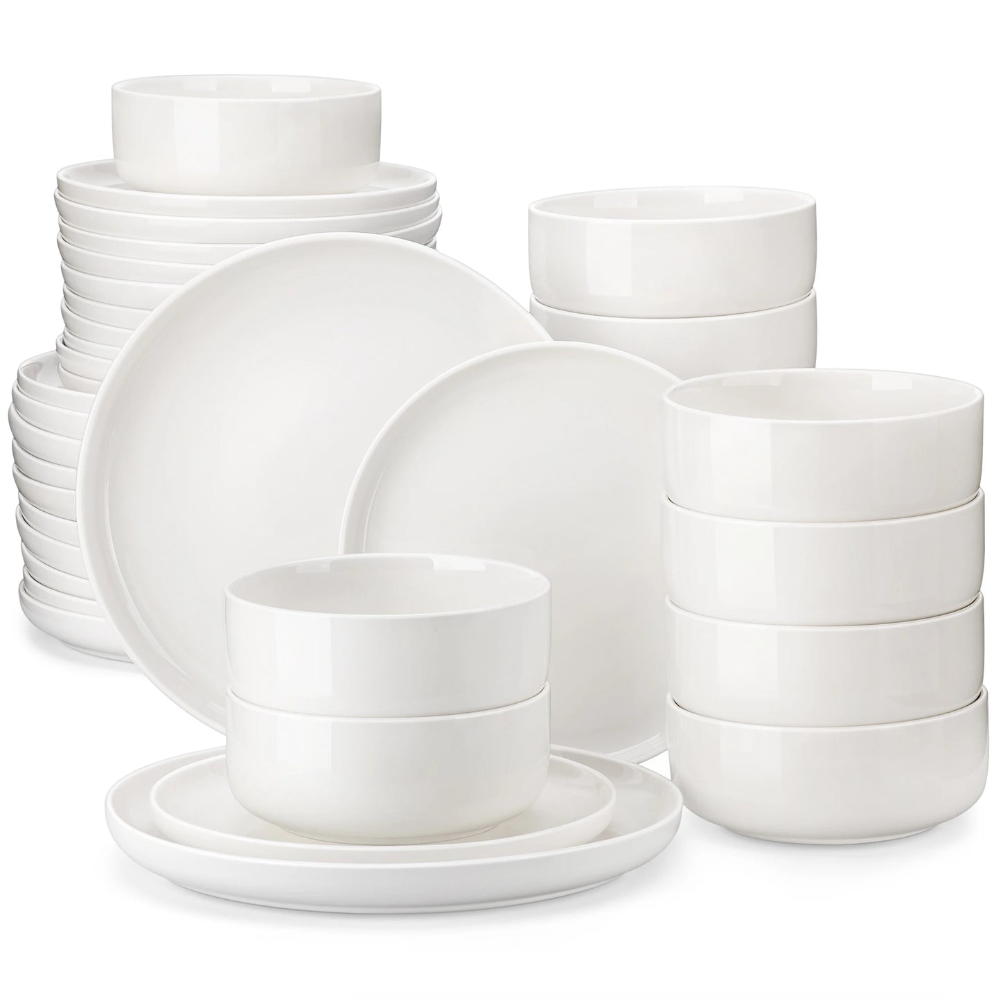 Malacasa Ceramic Dinnerware Set Round Porcelain Plates And Bowls