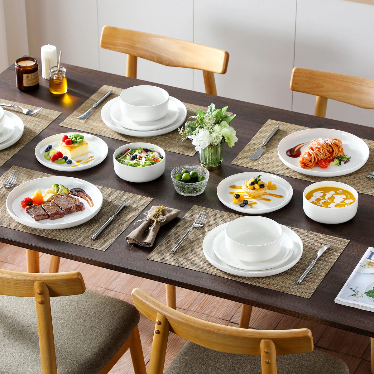 Malacasa Luna Series Ceramic Dinnerware Set With Plates And Bowls