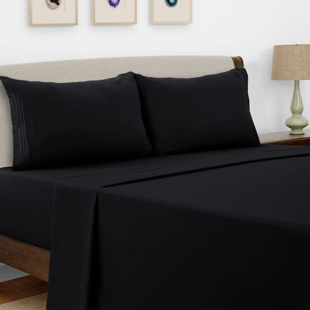 LDC Lux Decor Collection Microfiber Sheet Set 4 Piece Embroidered