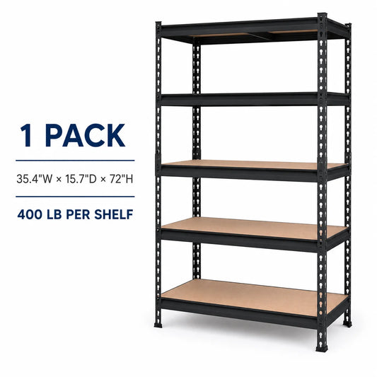 5-Tier Garage Storage Shelving Unit With Adjustable Metal Racks And MDF Shelves