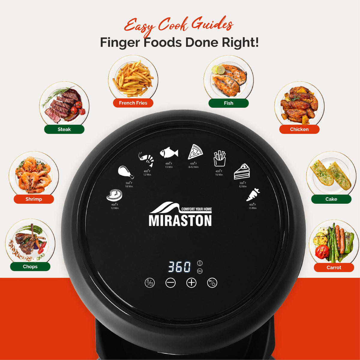 MIRASTON Digital Air Fryer with Nonstick Dishwasher Safe Basket