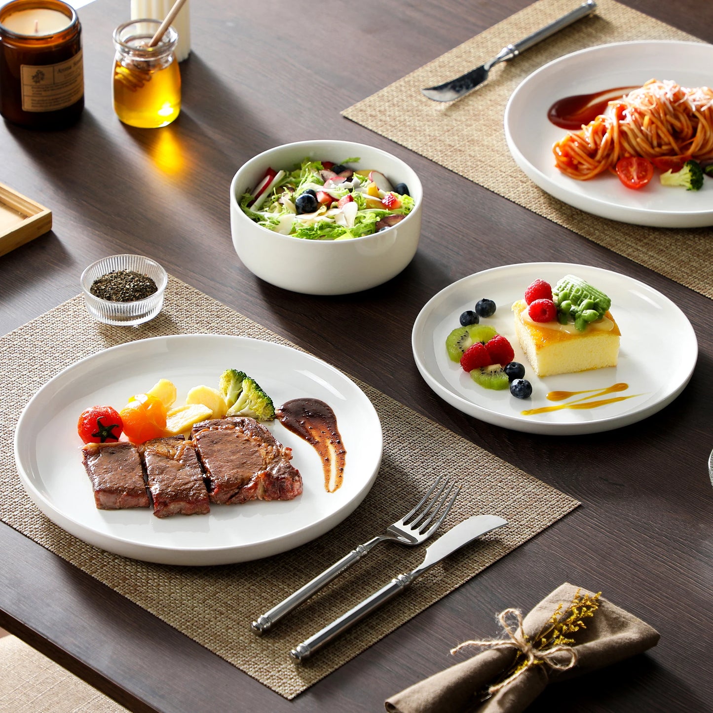 Malacasa Luna Series Ceramic Dinnerware Set With Plates And Bowls