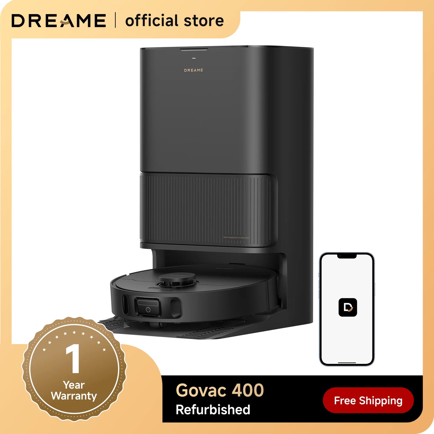 Dreame GoVac 400 Robot Vacuum And Mop With Auto Empty
