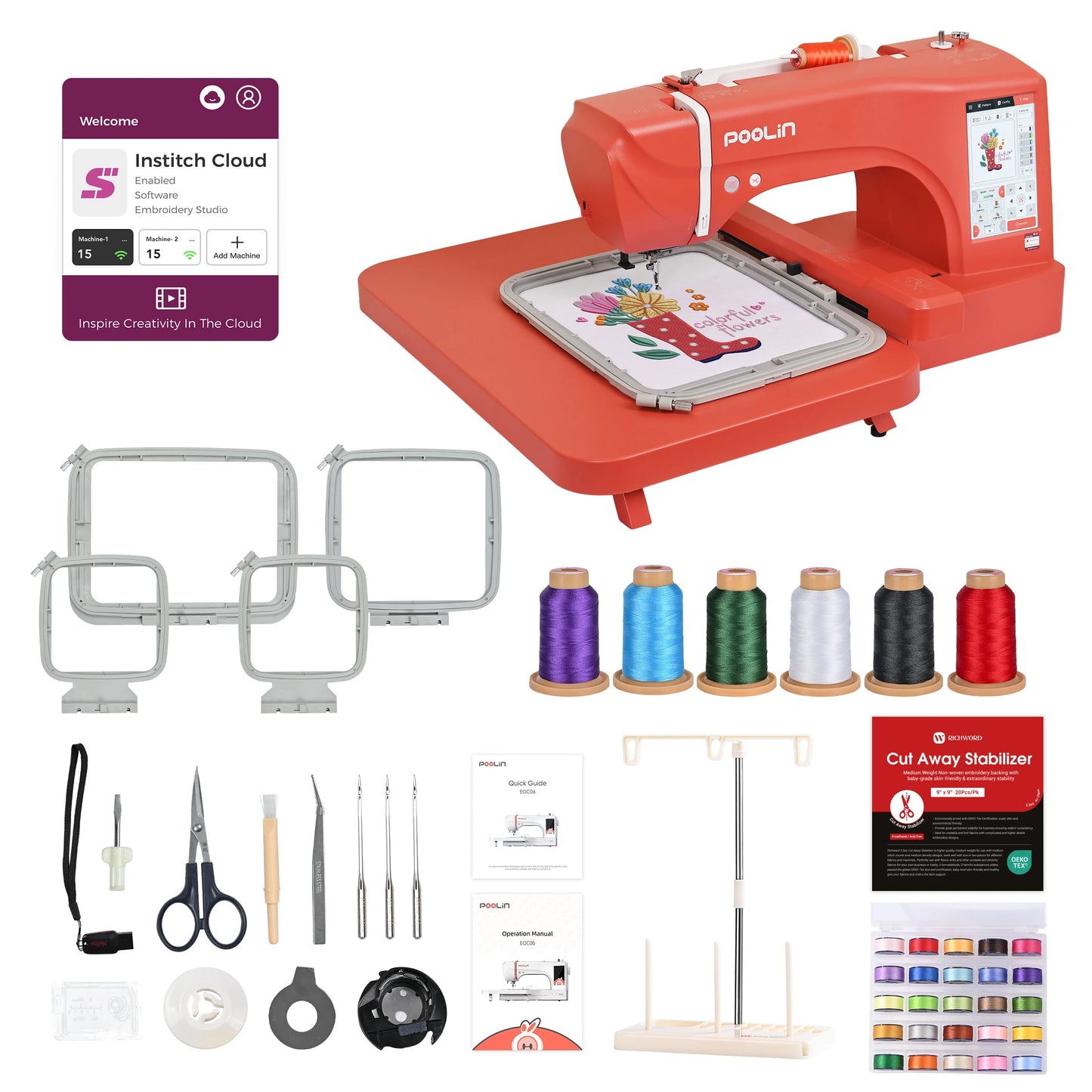 Poolin EOC06RE Computerized Embroidery Machine For Beginners