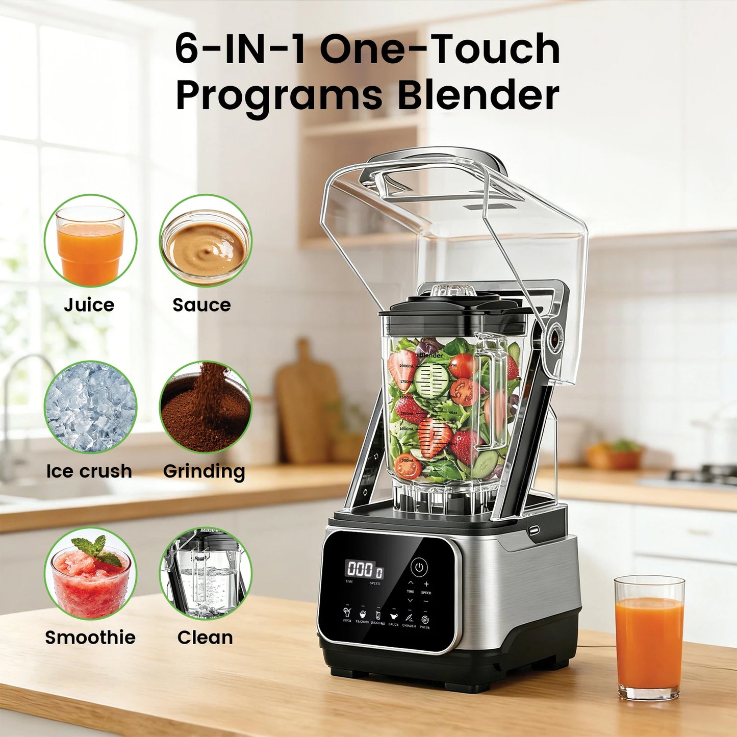 SHICUO 2200W Commercial Blender Six In One Countertop Processor