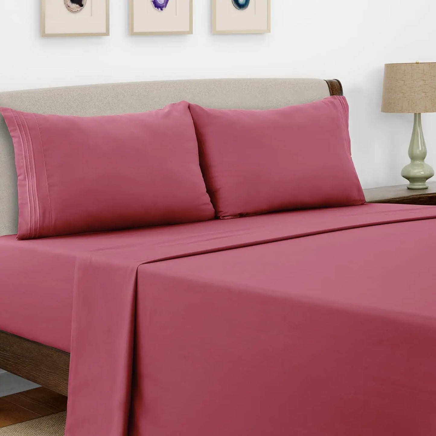 LDC Lux Decor Collection Microfiber Sheet Set 4 Piece Embroidered
