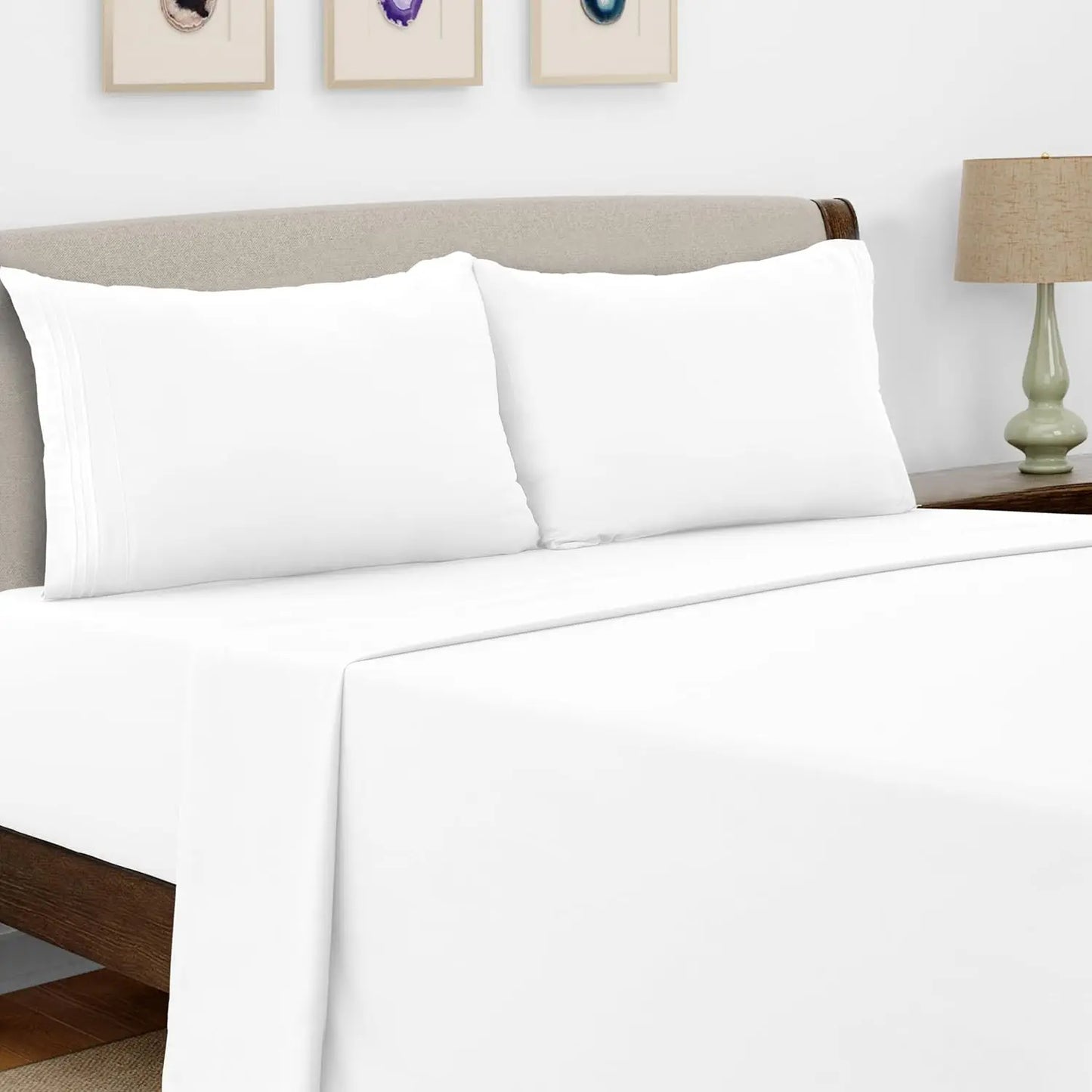 LDC Lux Decor Collection Microfiber Sheet Set 4 Piece Embroidered