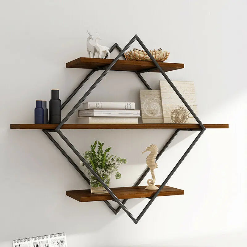 Three Tier Heavy Duty Wood Floating Wall Mounted Shelf