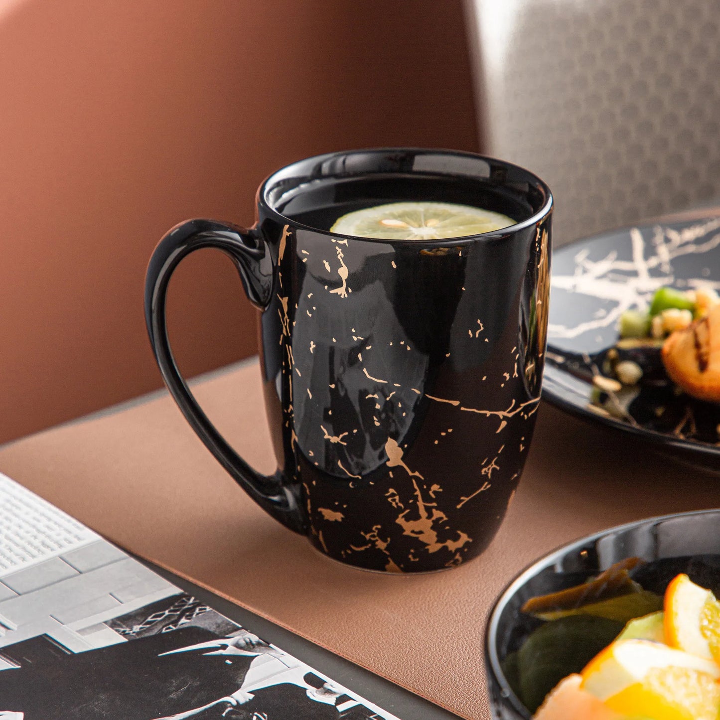 Malacasa Porcelain Dinnerware Set With Gold Splash Accent