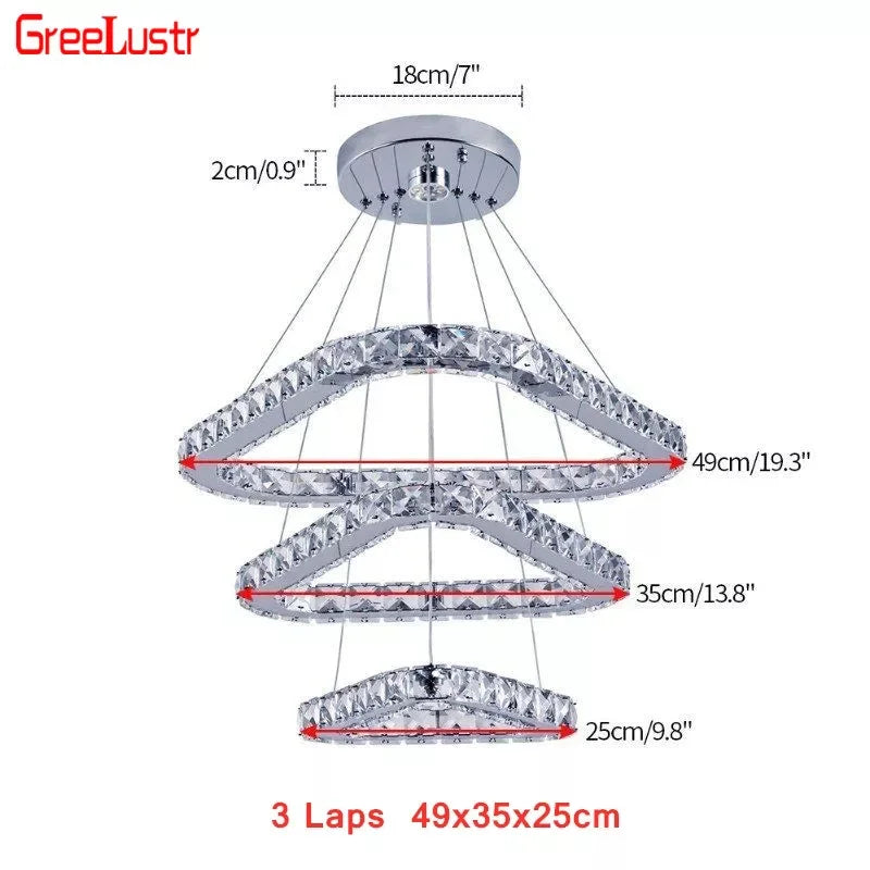 GreeLustr Modern Crystal Ring Chandelier For Dining Room Lighting