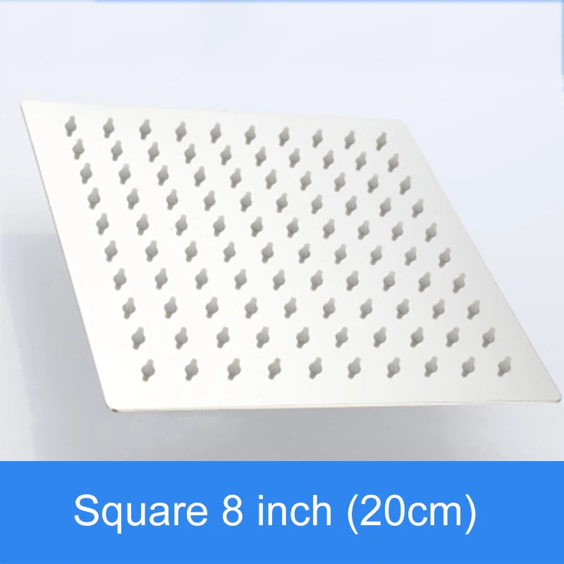 Suguword Square Round Rainfall Shower Head Stainless Steel Water Saving