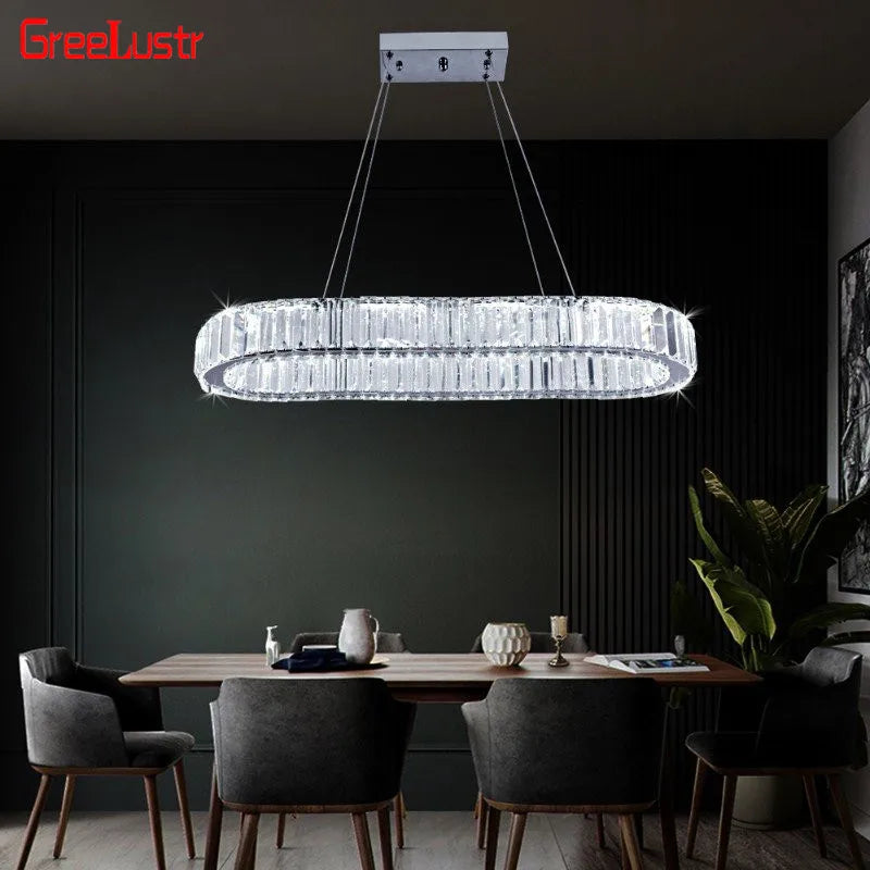 GreeLustr Modern Crystal Ring Chandelier For Dining Room Lighting