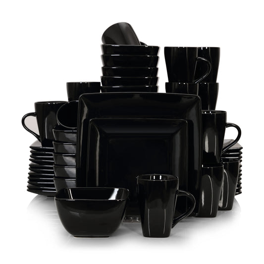 Malacasa Square Ceramic Porcelain Dinnerware Set Plates Bowls Mugs
