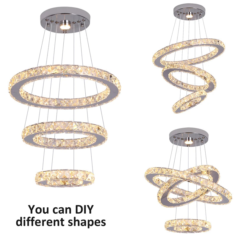 GreeLustr Modern Crystal Ring Chandelier For Dining Room Lighting