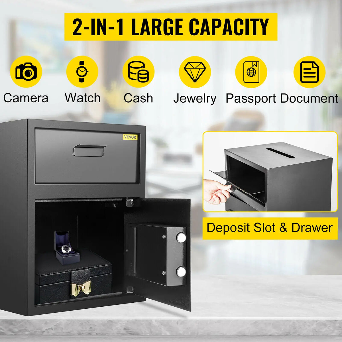 VEVOR Electronic Safe Deposit Box Drop Slot Hidden Piggy Bank