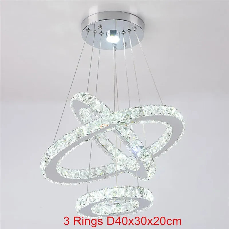 GreeLustr Modern Crystal Ring Chandelier For Dining Room Lighting