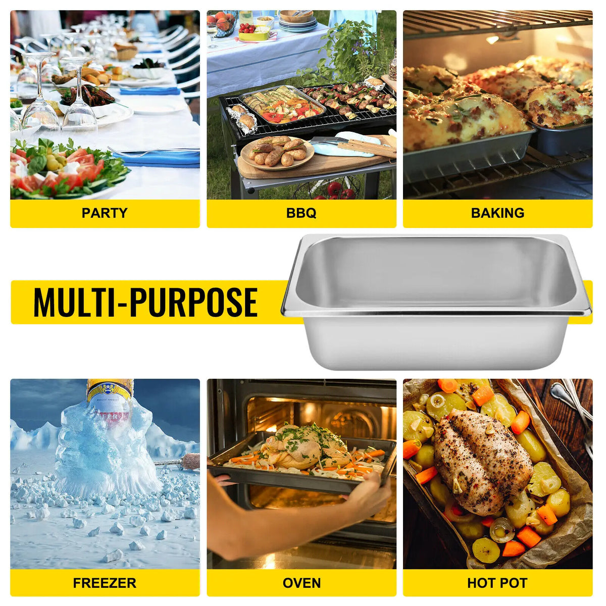 SucceBuy Stainless Steel Buffet Chafing Dish Steam Table Food Pans