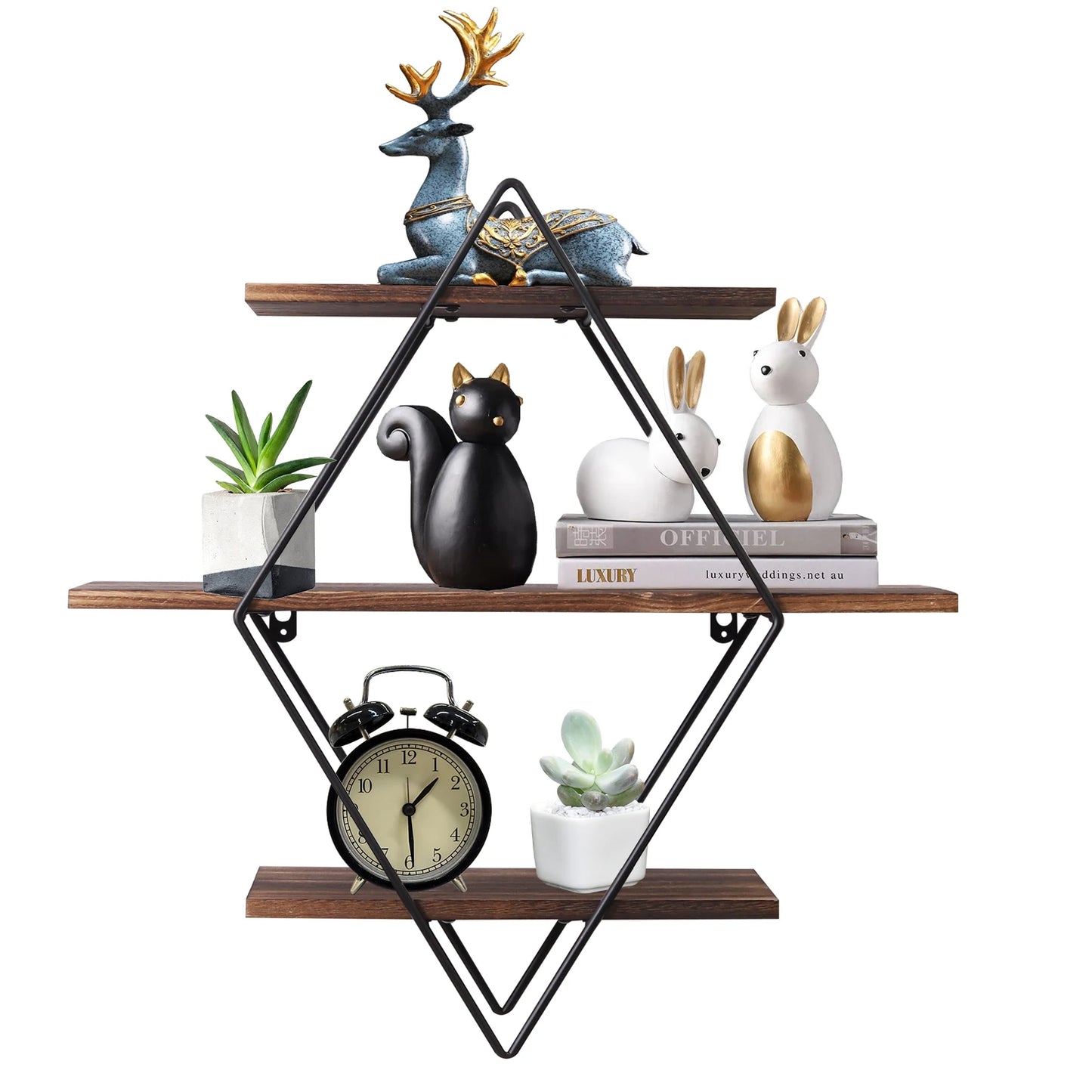 Three Tier Heavy Duty Wood Floating Wall Mounted Shelf