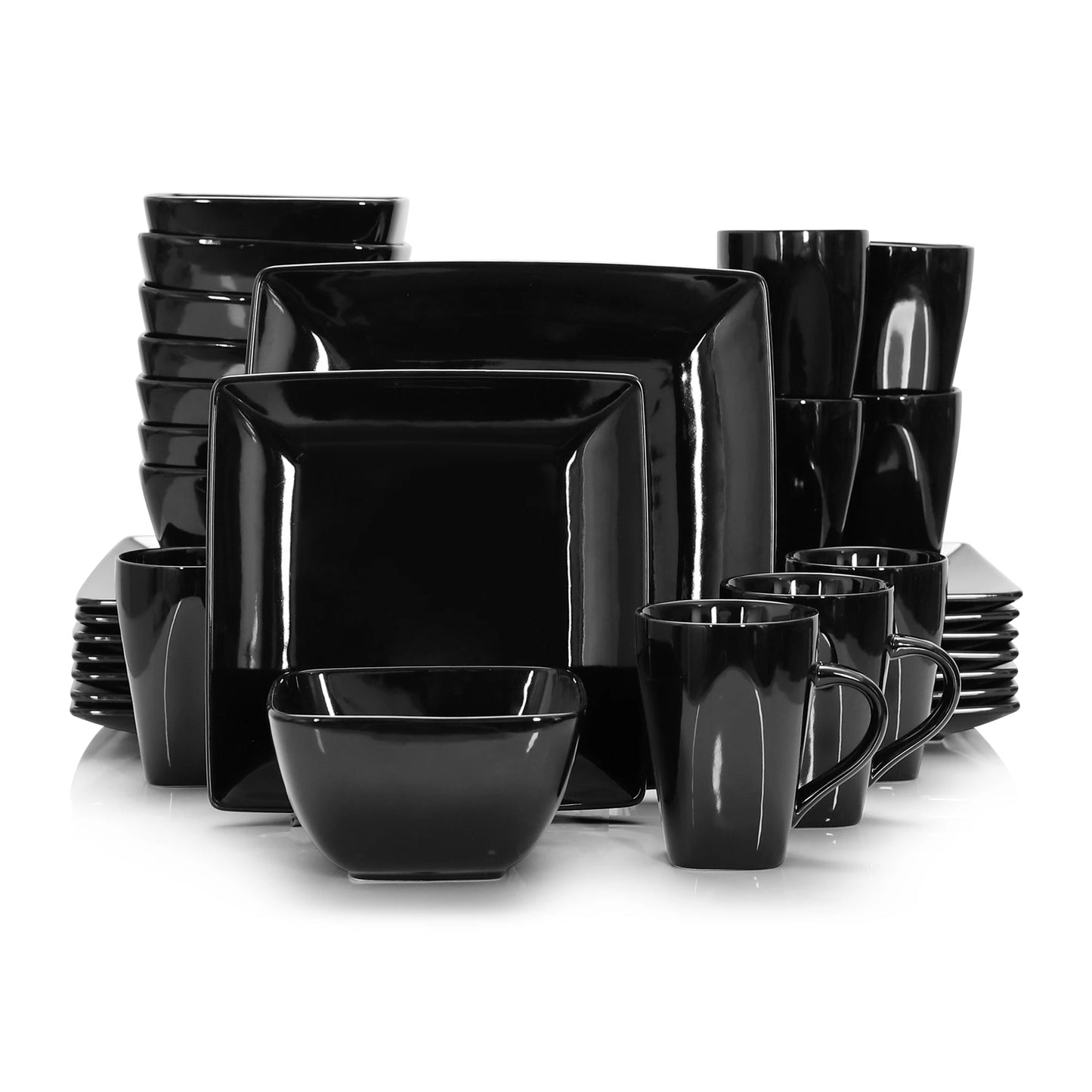 Malacasa Square Ceramic Porcelain Dinnerware Set Plates Bowls Mugs