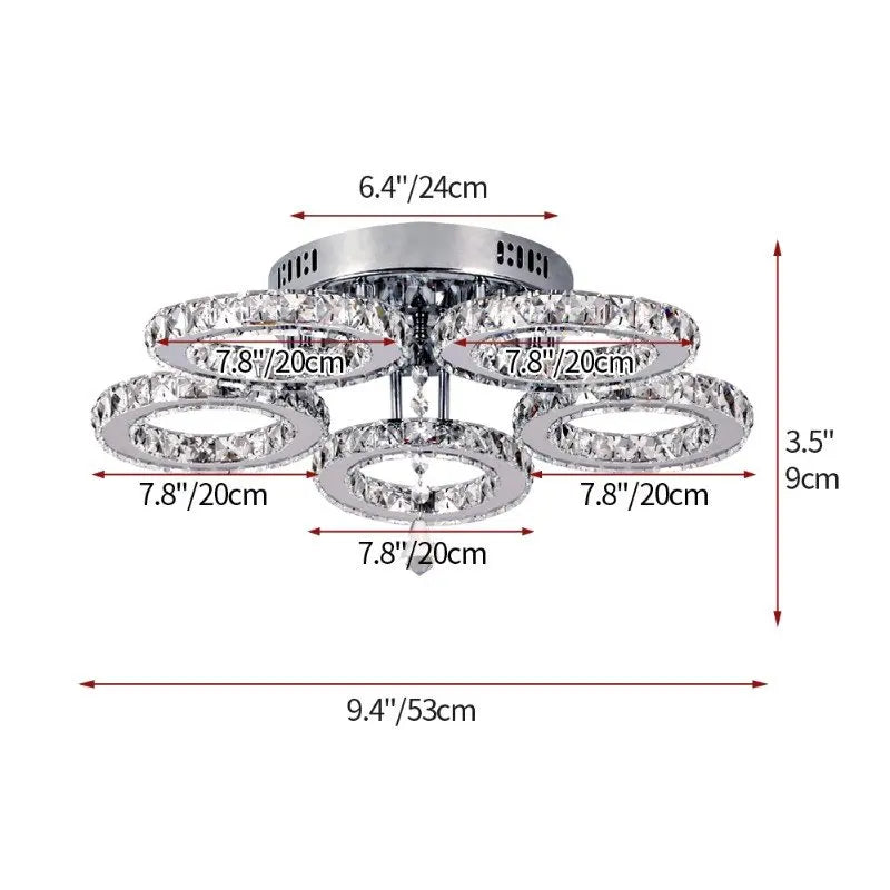 Vetrulus Modern K9 Crystal Led Ring Ceiling Chandelier