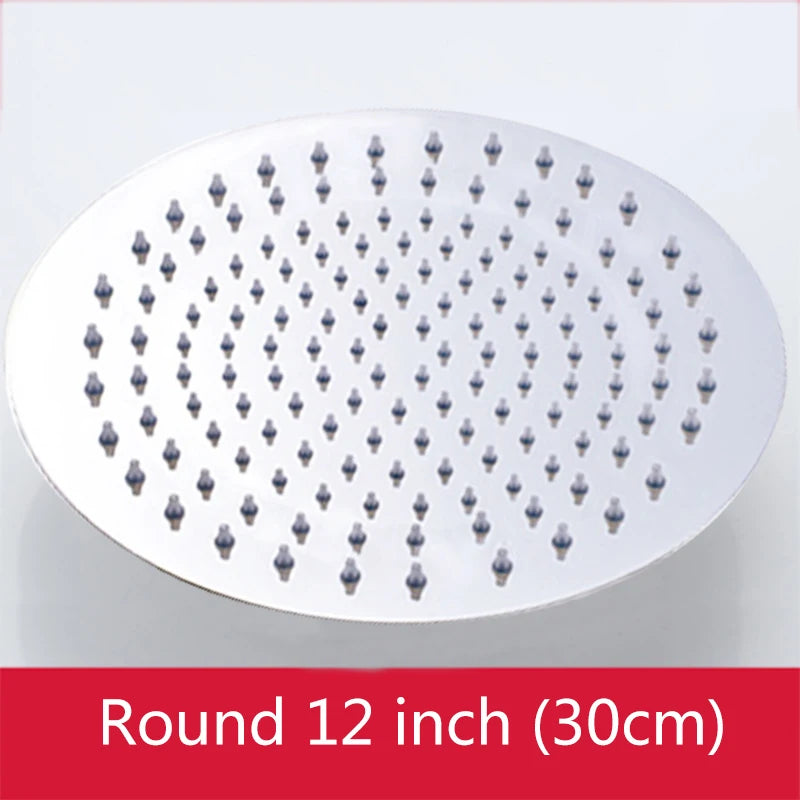 Suguword Square Round Rainfall Shower Head Stainless Steel Water Saving