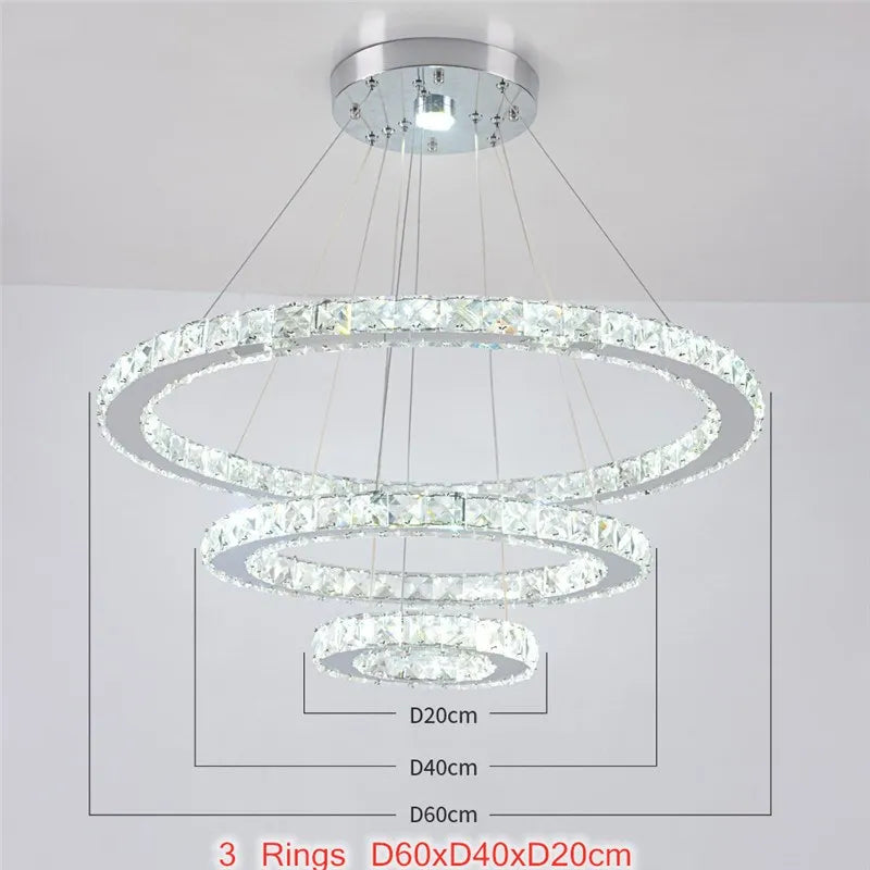 GreeLustr Modern Crystal Ring Chandelier For Dining Room Lighting