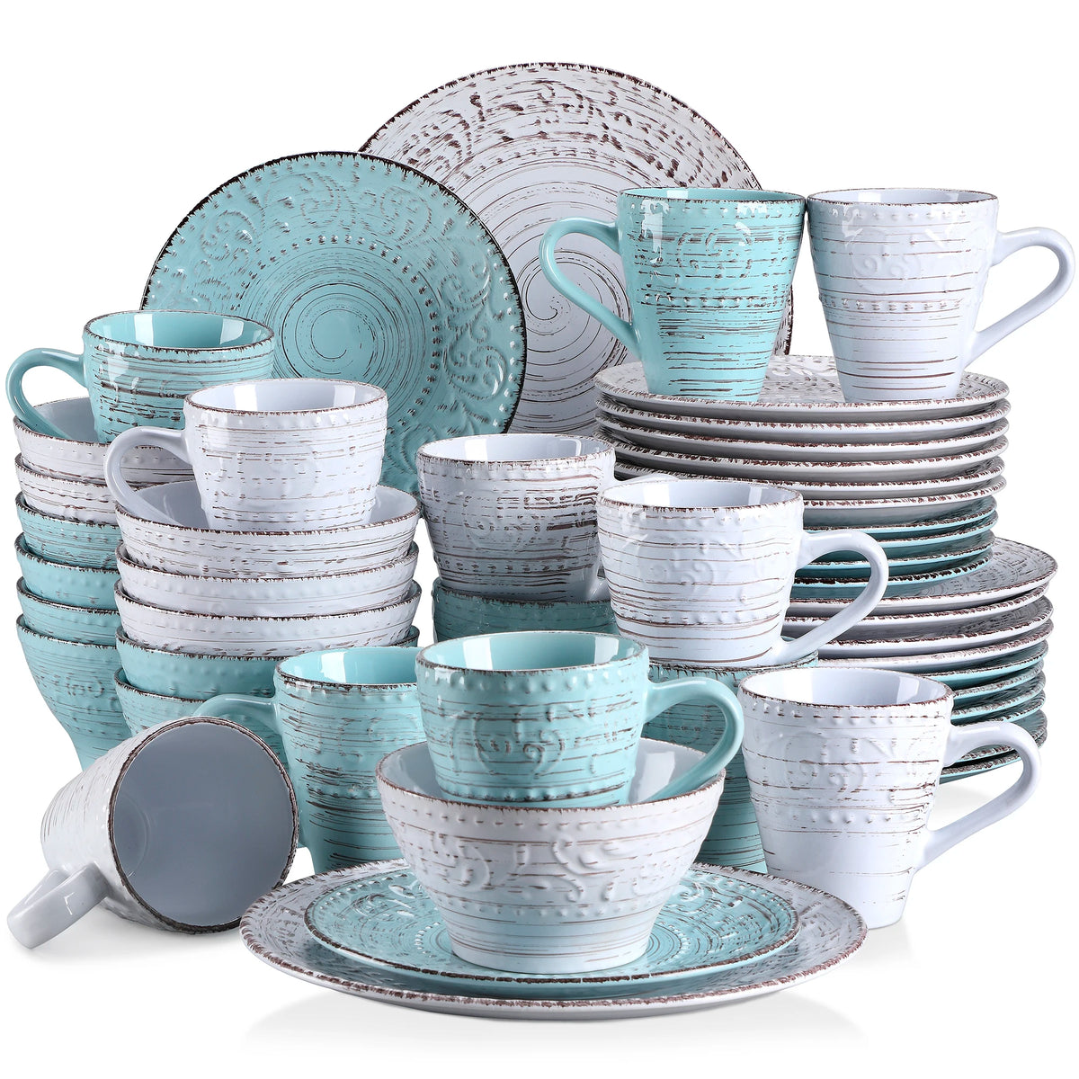 Malacasa Ceramic Dinnerware Set With Plates Bowls And Mugs