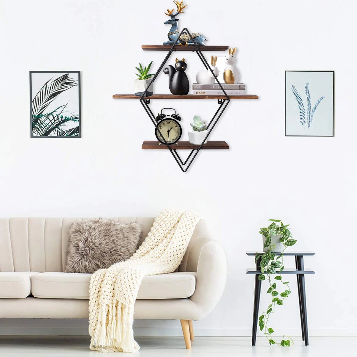 Three Tier Heavy Duty Wood Floating Wall Mounted Shelf
