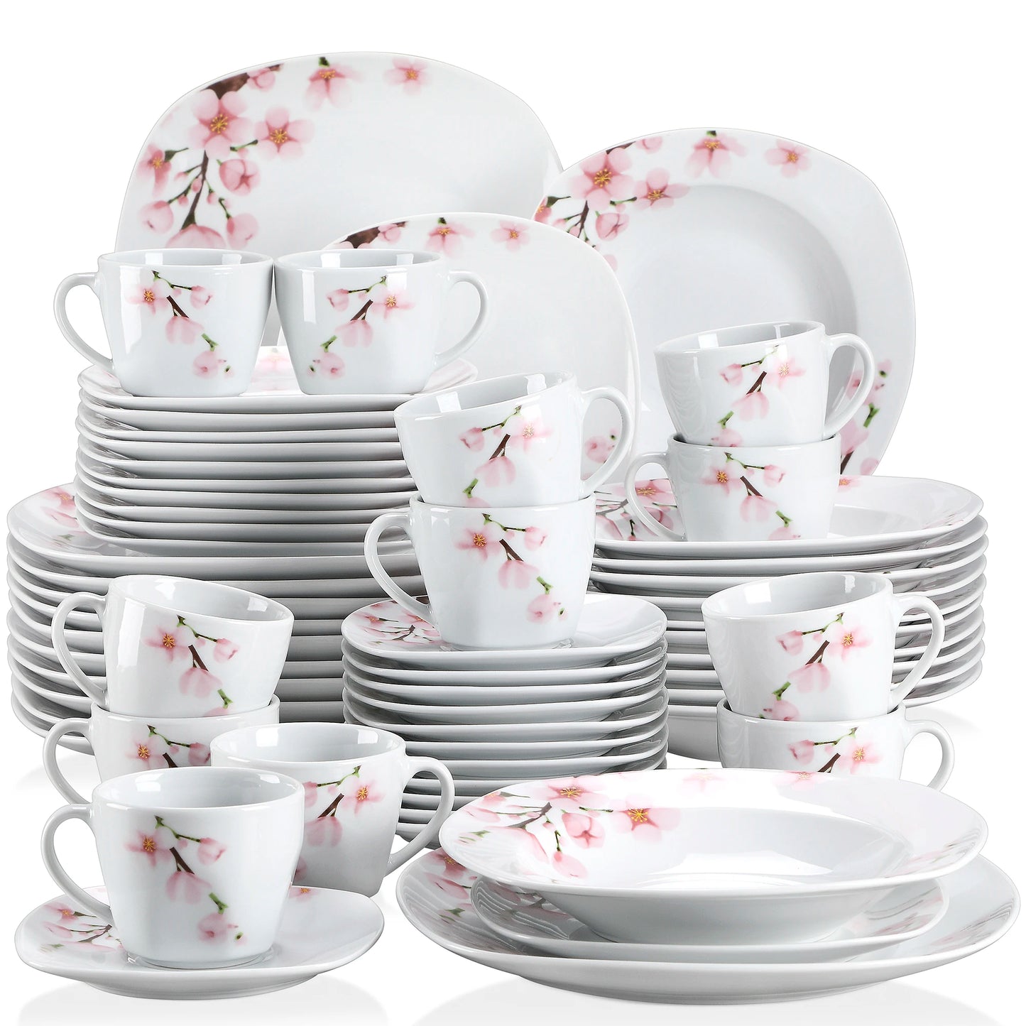 Malacasa Porcelain Ceramic Dinnerware Set With Plates And Saucers