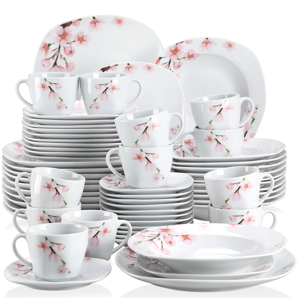 Malacasa Porcelain Dinnerware Set With Cups And Plates