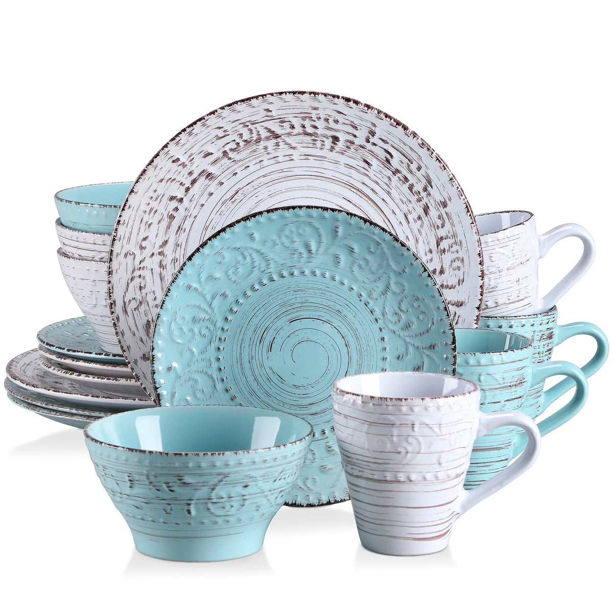 Malacasa Ceramic Dinnerware Set With Plates Bowls And Mugs