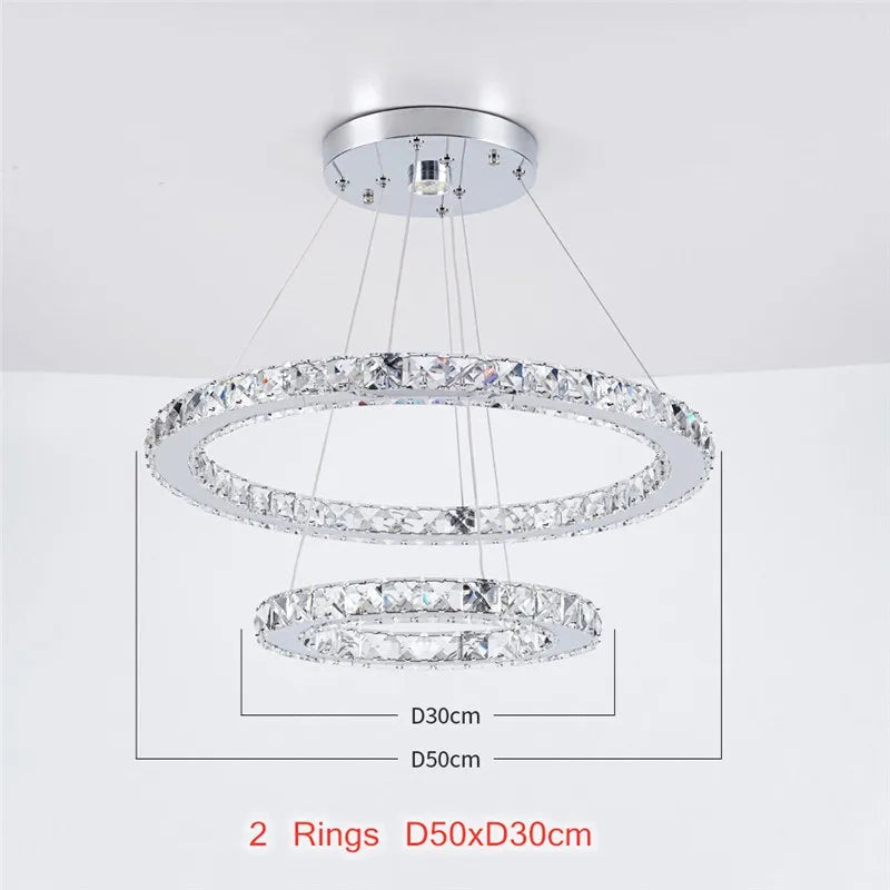 GreeLustr Modern Crystal Ring Chandelier For Dining Room Lighting