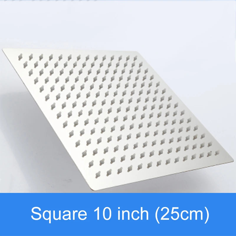 Suguword Square Round Rainfall Shower Head Stainless Steel Water Saving