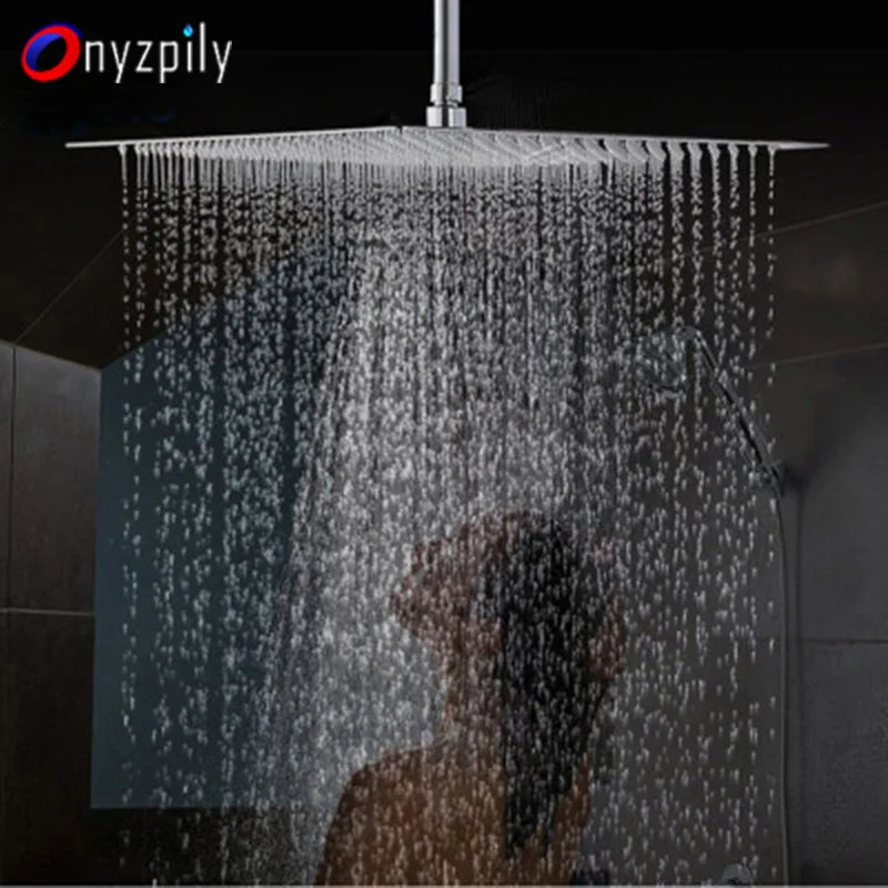 Shower Head Stainless Steel Rainfall Square Ultra Thin Adjustable