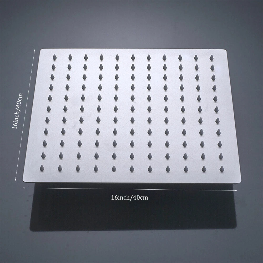 Shower Head Stainless Steel Rainfall Square Ultra Thin Adjustable
