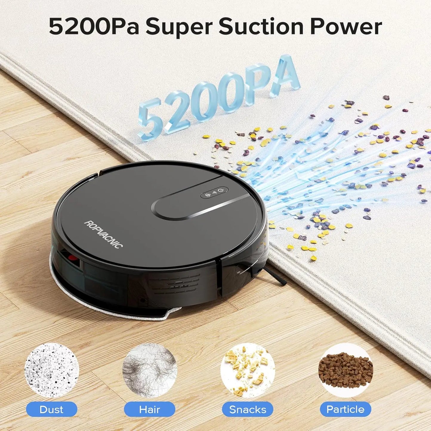 XMSJ Robot Vacuum Cleaner And Mop Combo With 5200Pa Suction