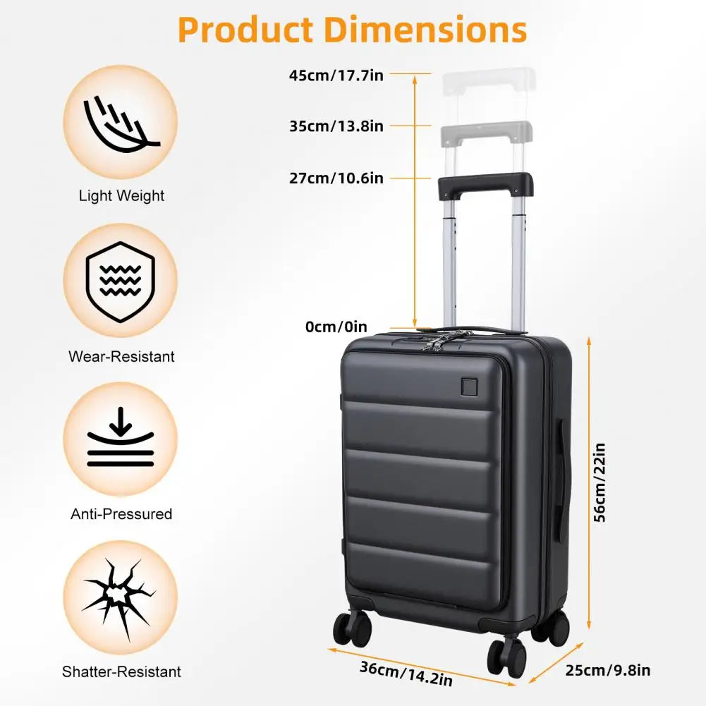 SANWOOD Airline Approved Carry On Luggage Laptop Pocket USB Charging