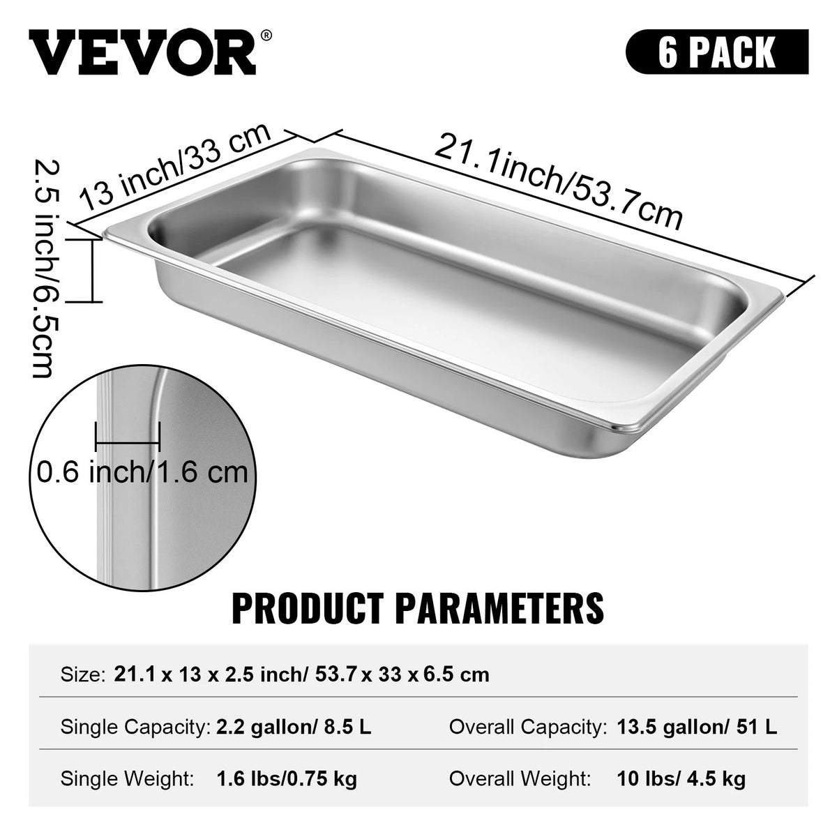 SucceBuy Stainless Steel Buffet Chafing Dish Steam Table Food Pans